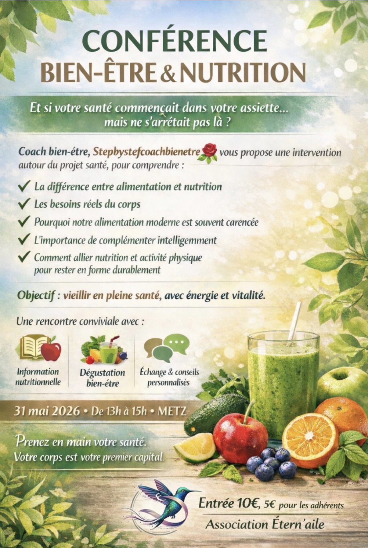 Illustration – Conférence Nutrition le 31 Mai 2026 avec Stepbystefcoachbienetre